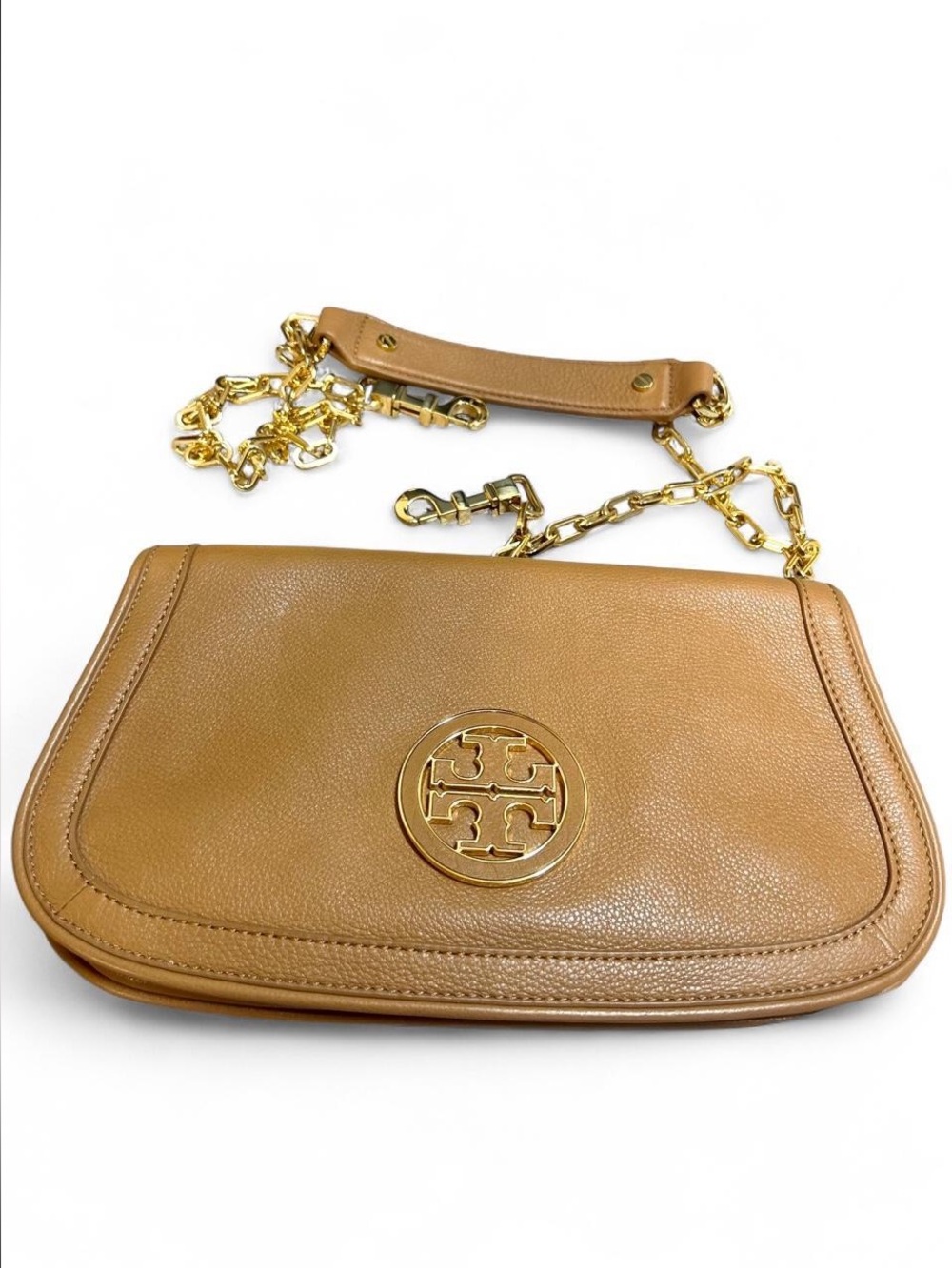 Tory Burch Tan Leather Crossbody with Gold Chain